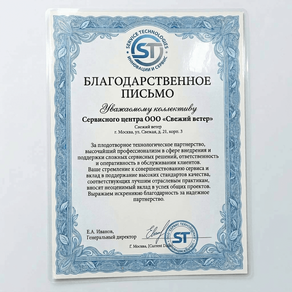 Благодарность от Siemens Technologies